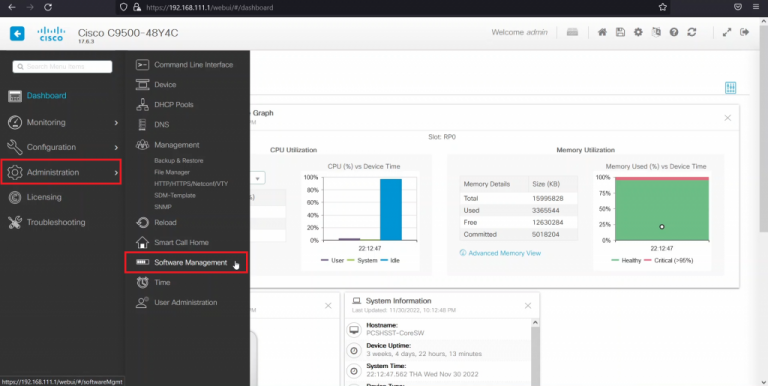 วิธีการอัพเกรด Cisco Catalyst 9500 ผ่านหน้า Web GUI – AbleNet