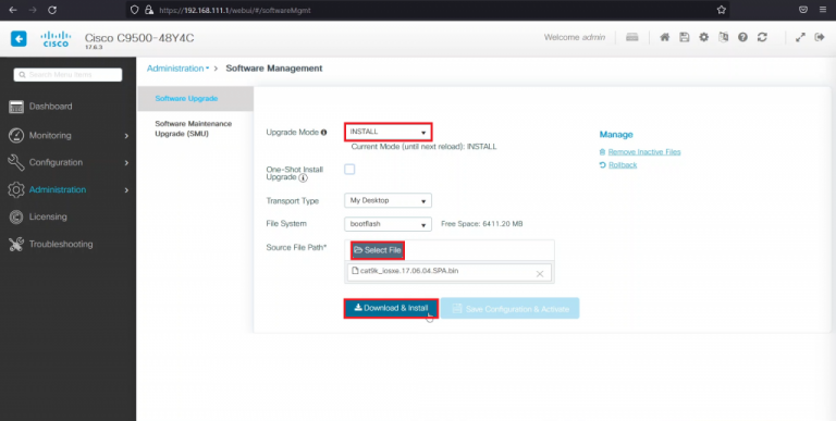 วิธีการอัพเกรด Cisco Catalyst 9500 ผ่านหน้า Web GUI – AbleNet